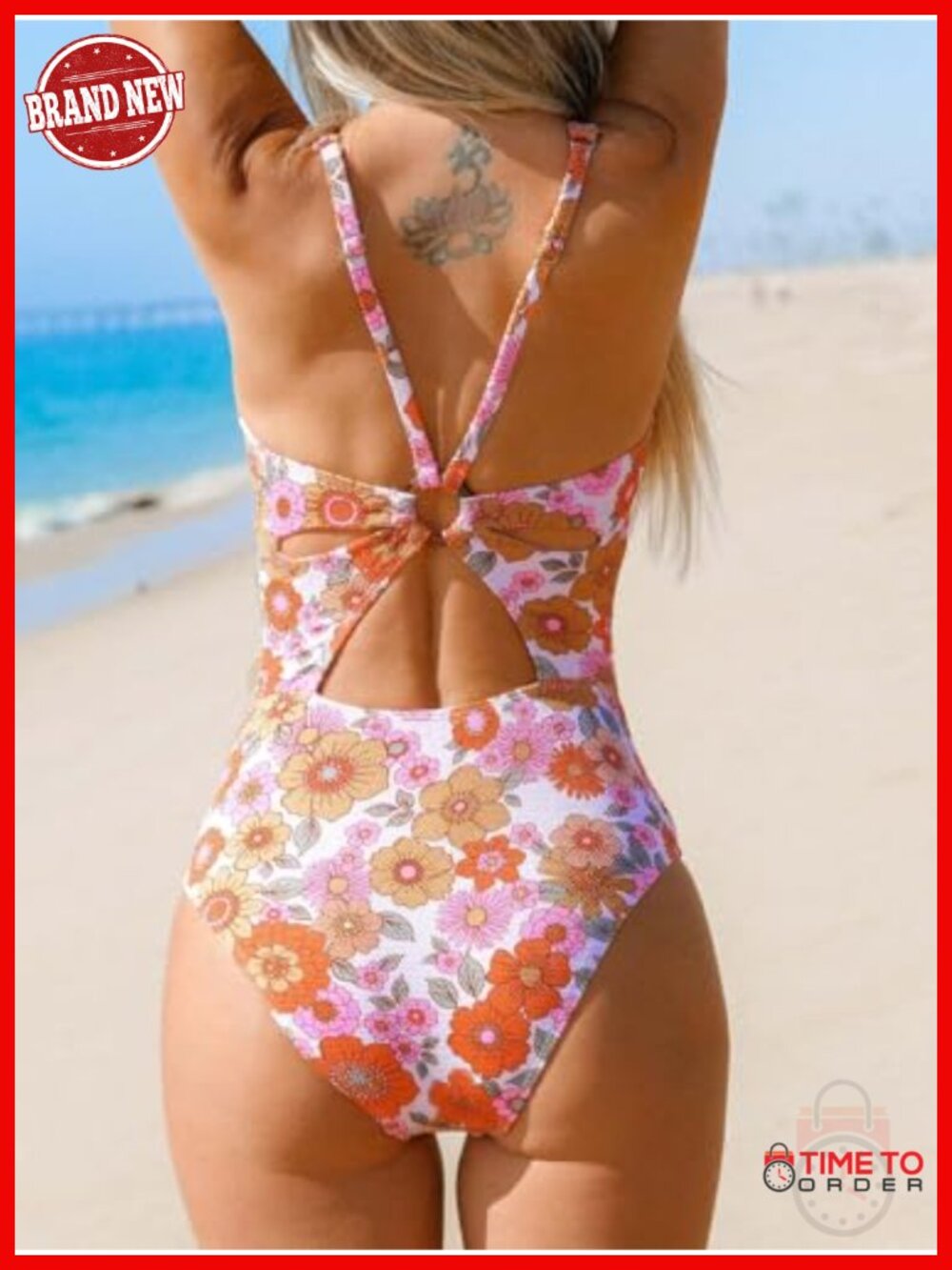 One Piece Swimsuit Deep V Neck Keyhole Cutout O Ring Textured Bathing Suit - Picture 2 of 6